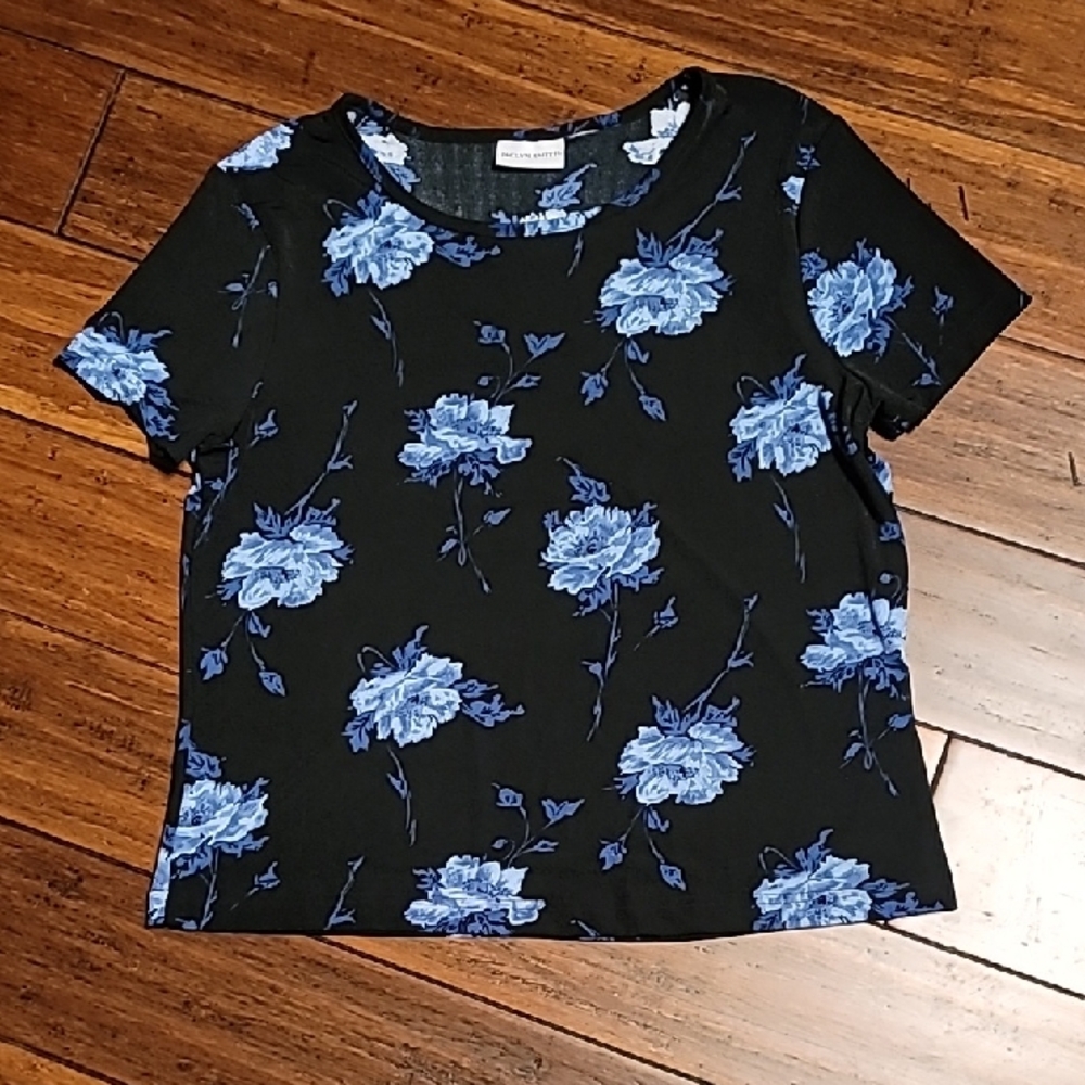 Floral Black and Blue Women's Top